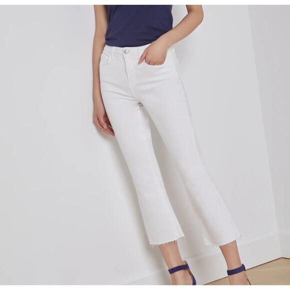 L'Agence Kendra white jeans high waist crop flare 29 preppy casual quiet luxury - Picture 1 of 15